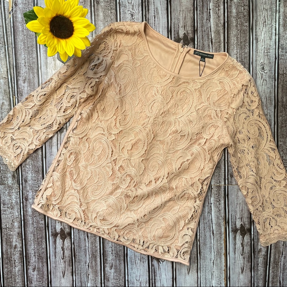 Adrianna Papell blush pink lace top NWT size Small